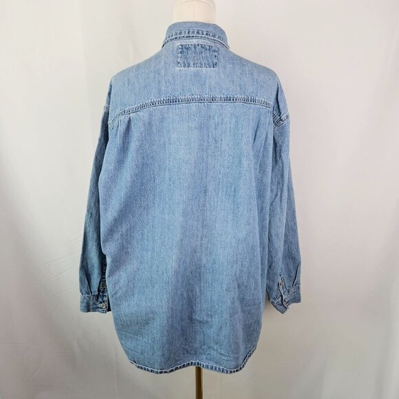 Vintage Rare Express Light Wash Denim Zip-Up Shacket Large 90's Grunge Lagenlook - Picture 6 of 11